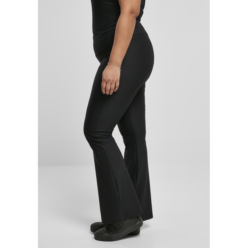 Urban Classics - High Waist Rib Boot Cut Leggings - Black